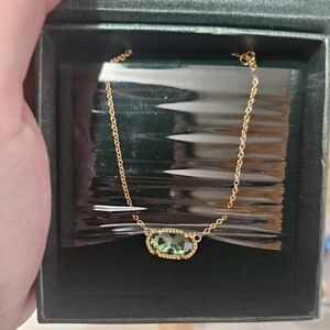 NIB! Warmday Green Necklace With Gold Chain!
